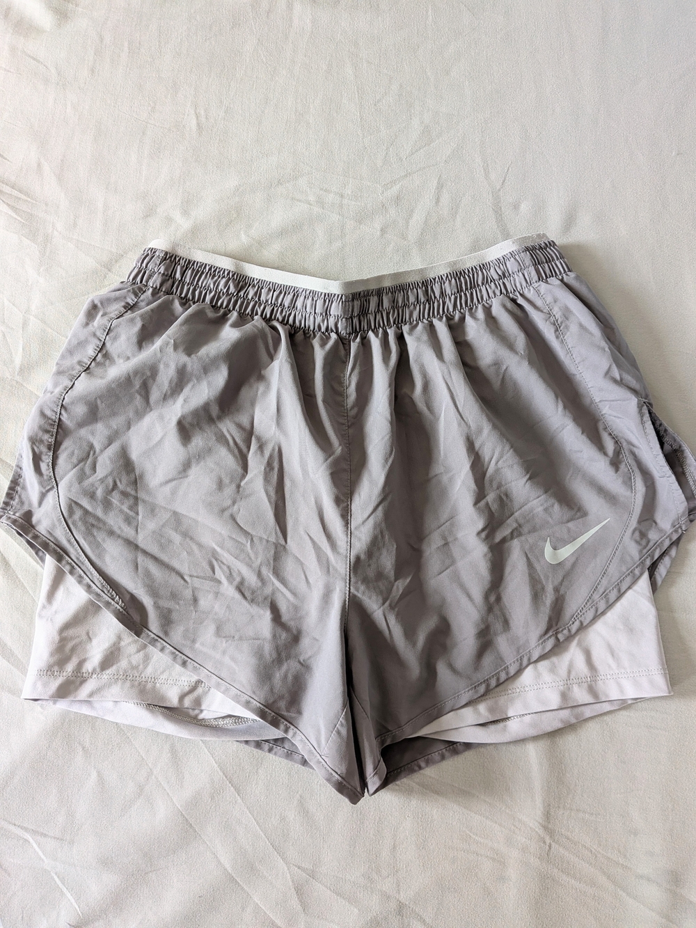 Nike Dri-Fit Light Gray Athletic Running Shorts with Liner